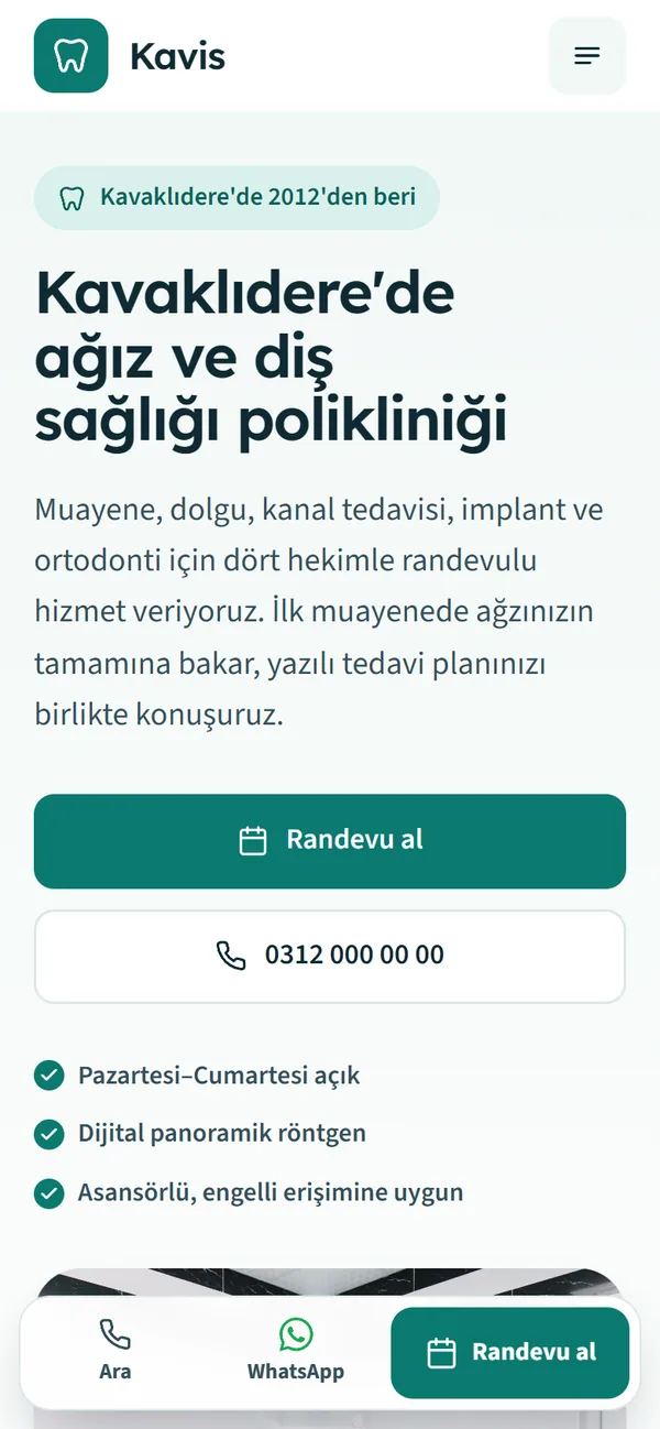 Mint temasının ana sayfası, telefonda