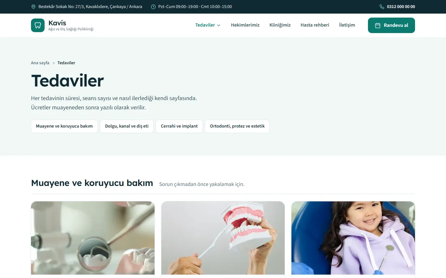 Mint temasında tedaviler sayfası